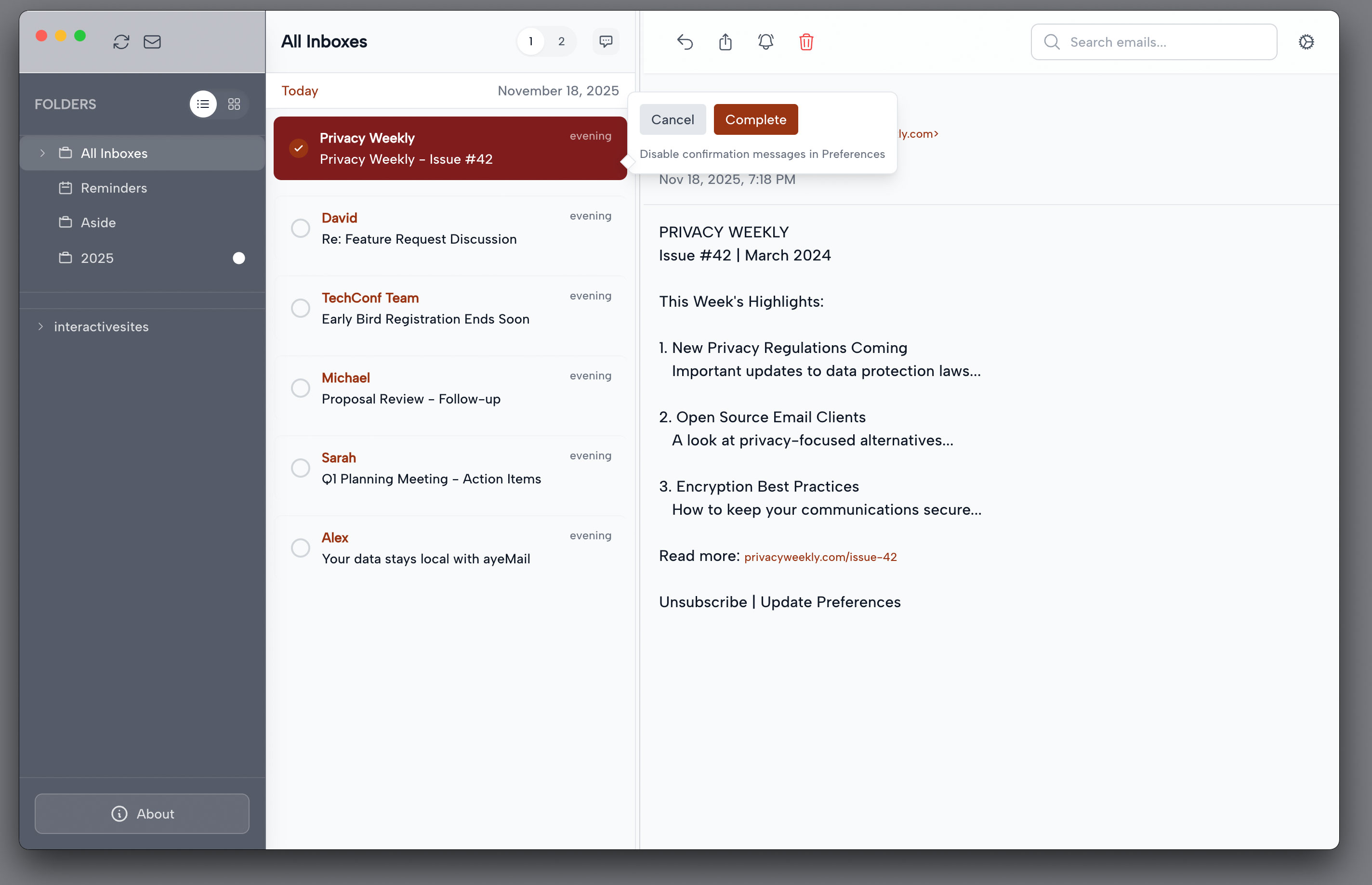 ayeMail Screenshot 1